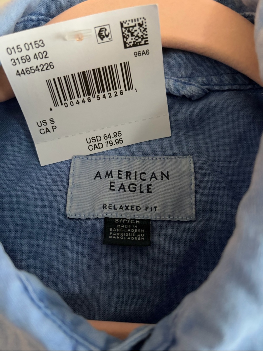 Women’s American Eagle Blue Button-Up Chest Pocket Shirt Oversized S - Picture 3 of 4